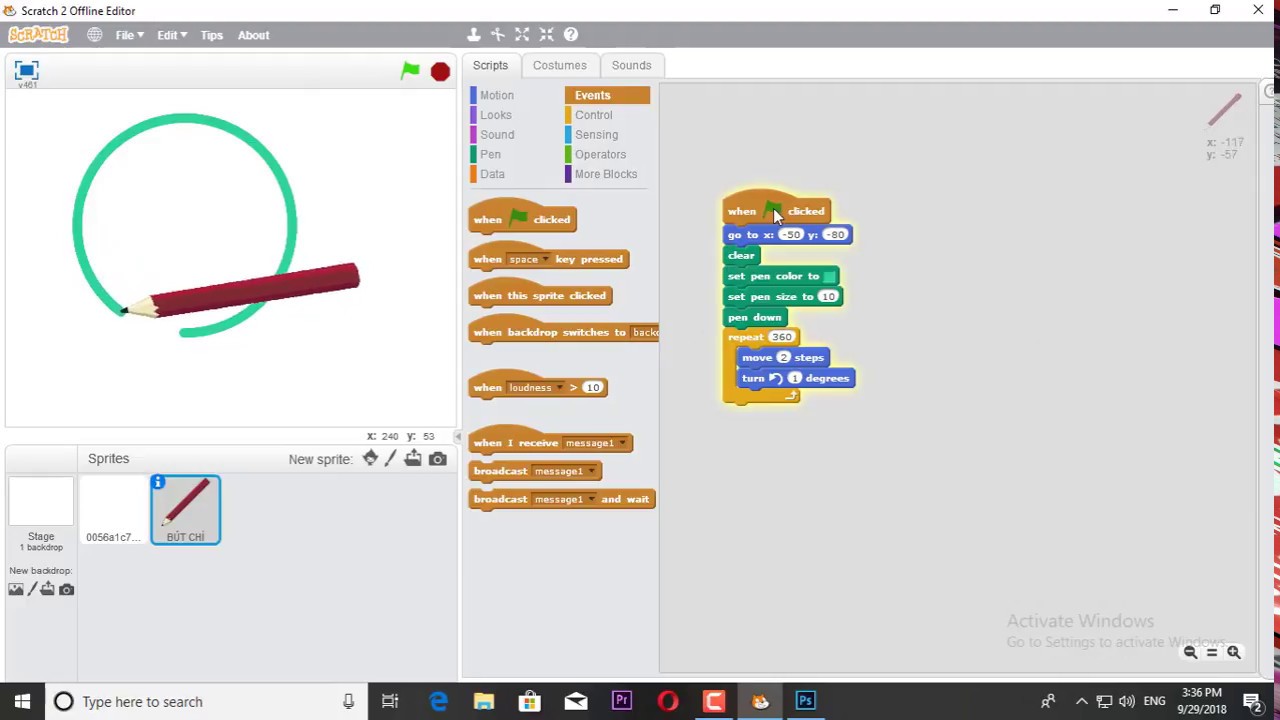 cách vẽ đường tròn trong scratch