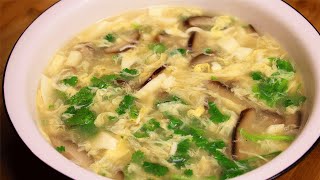 Delicious and nutritious mushroom and egg soup, especially suitable for a bowl after a meal!
