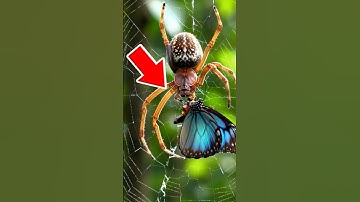 Giant Spider Eats Beautiful Butterfly! #animals #spider #butterfly