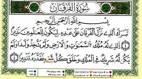سورة الفرقان بصوت الشيخ العيون الكوشي مكتوبة