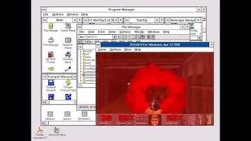 DOOM I running at 640x480 in Windows 3.11