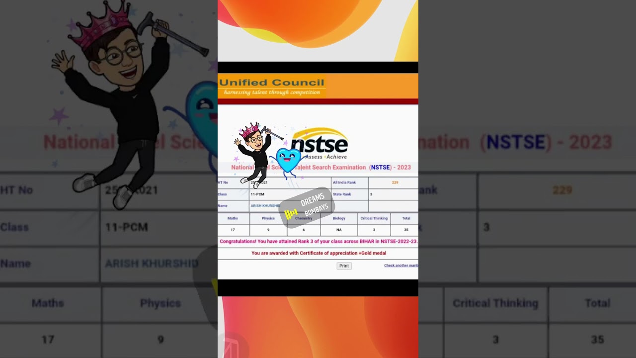 NSTSE OLYMPIAD RESULT