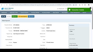 Project Management demo of Multi Techno ERP Software