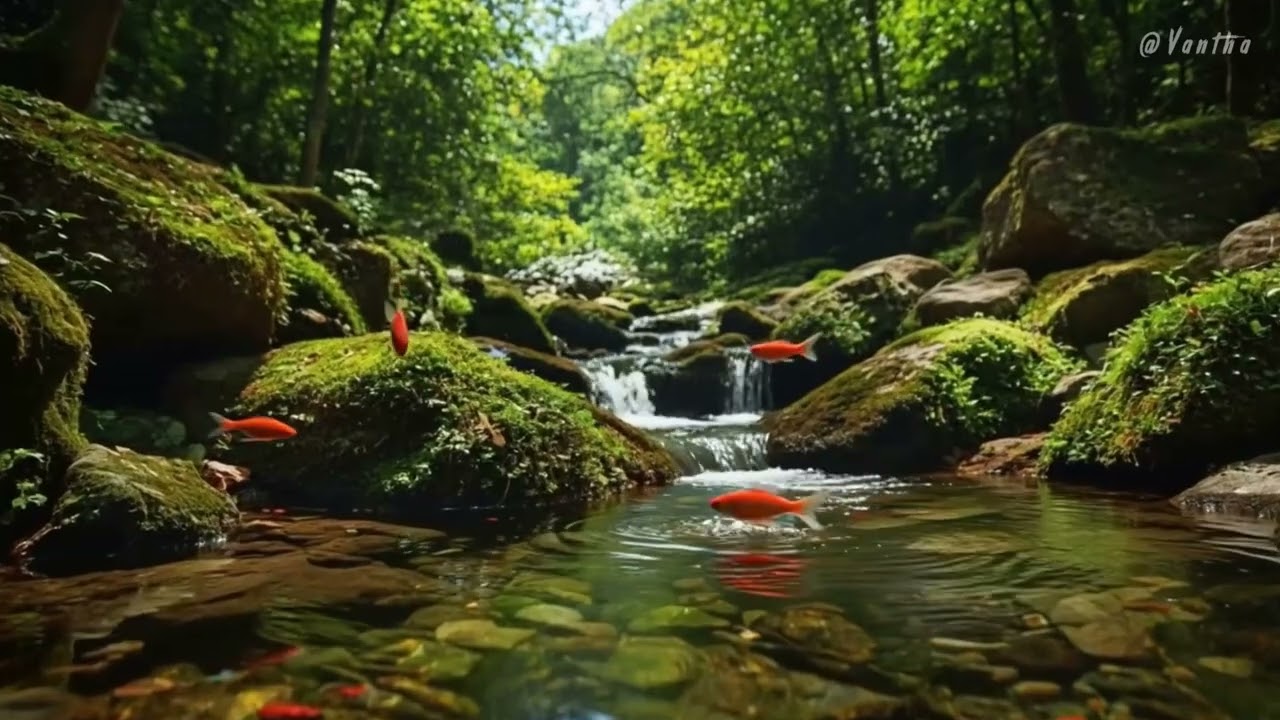 Secret Falls Above the Trees | 1 Hours of Tranquil Waterfall Sounds & Soft Ambient Music