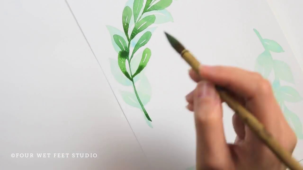 Painting the Mistletoe Wreath - Watercolor Painting Process