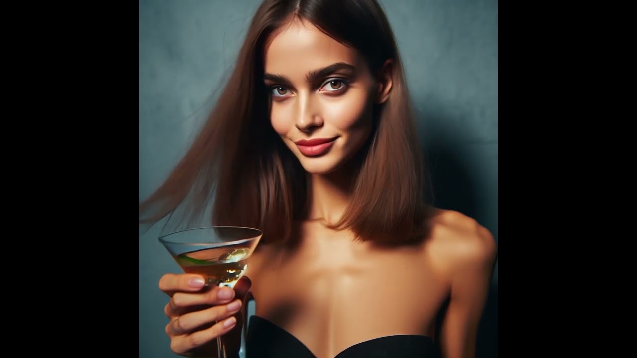 A model with a cocktail 