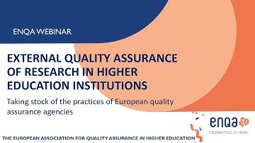 ENQA webinar: External quality assurance of research in higher education institutions