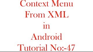 Context Menu Using XML 