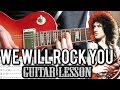 Queen - We Will Rock You Solo Guitar Lesson (With Tabs)