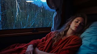 Lulled you to sleep in a camping car with Soothing raindrops outside the window at night