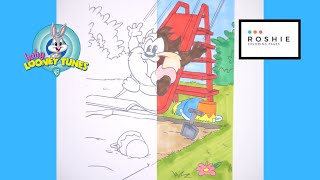 Coloring Baby Taz | Baby Looney Tunes | Roshie Coloring Pages