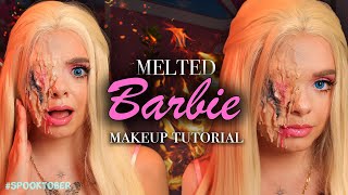 MELTING BARBIE 🔥 geschmolzene Barbie Halloween Makeup Tutorial #SPOOKTOBER