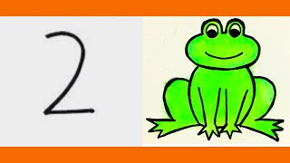 How to draw a frog step by step|frog drawing from number 2|easy frog drawing#Art #drawing#easy