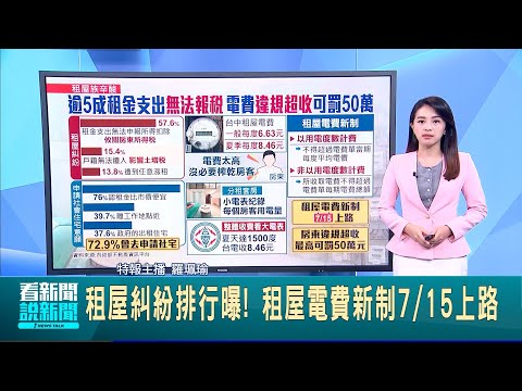 租屋糾紛排行曝! 租屋電費新制715上路 逾5成租金支出"無法報稅" 電費"違規超收"可罰50萬│主播 羅珮瑜│【新聞一把抓】20240709│三立新聞台