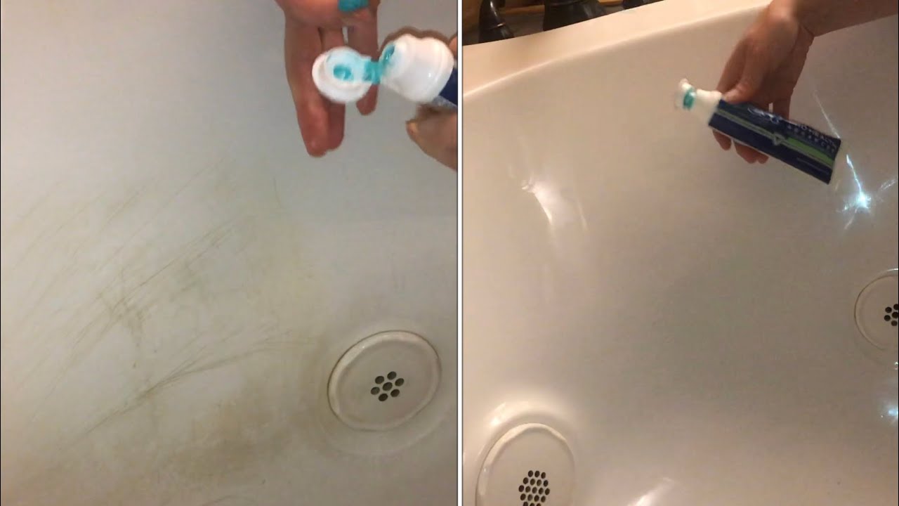 Removing Big Scratches From Your Bathtub Using Toothpaste Surprisingly Effective Youtube