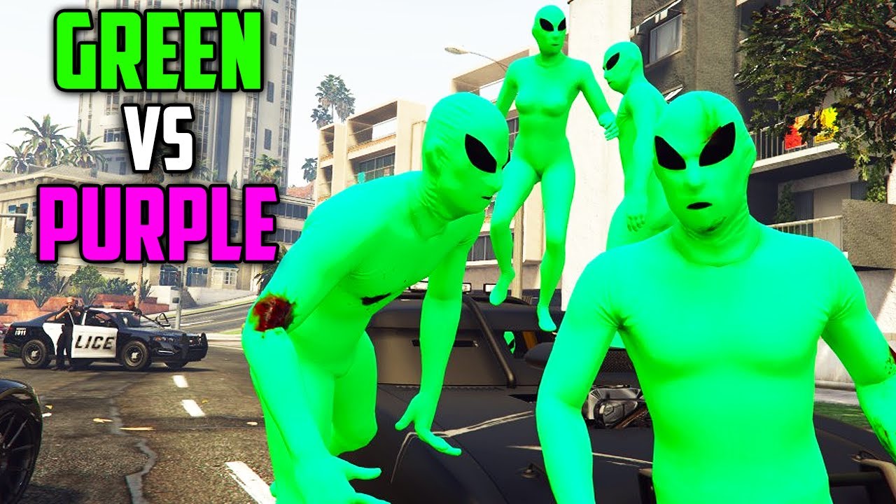 GREEN ALIEN GANG VS. PURPLE ALIEN GANG in GTA 5 Online (Alien Gang ...