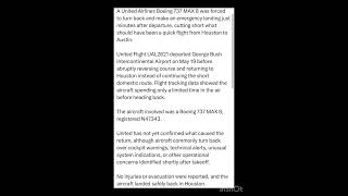 United passengers barely left Houston before their Boeing 737 max turned back