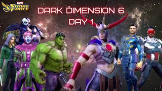 Dark Dimension 6 Gameplay Day 1 Node 1 Vahl Apocalypse Kang Hulk Ikaris Marvel Strike Force MSF