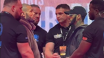 Eubank Jr & Conor Benn HELD BACK by security in face off after egg slap!