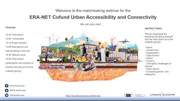 Matchmaking Webinar in the ERA-NET Cofund Urban Accessibility and Connectivity 2020
