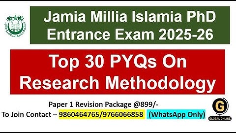 Jamia Millia Islamia PhD Entrance Exam 2025-26 | Top 30 PYQs On Research Methodology