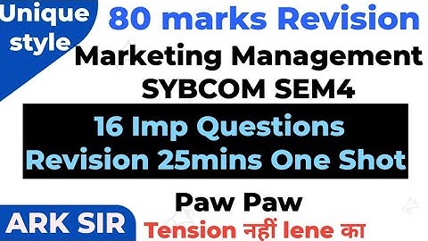 2025🔥|25mins Explanation|Marketing  Management sem4 Sybcom|SyBAf  Sem4|Imp QUESTION Exam|ARKsir|SyBA