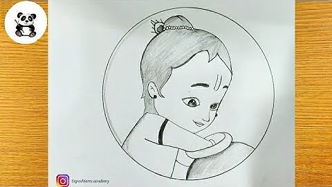 little bal krishna having delicious makhan pencil drawing@taposhiarts