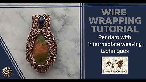 Wire wrapping tutorial, pendant with intermediate weaving techniques, how to wire wrap stones.