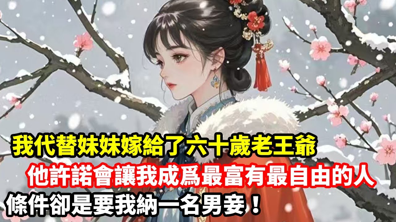 我代替妹妹娶了六十歲的老王爺。他殺人如麻，冷血又殘忍。新婚夜，那位老人叫我跪在榻下。許諾我：「福妗，本王會把自己的一切都留給你，你會成為南國最富有，最自由的女人。但我想要你——納一名男妾。」