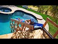 DIY Backyard Water Slide into Pool from Tree House!!