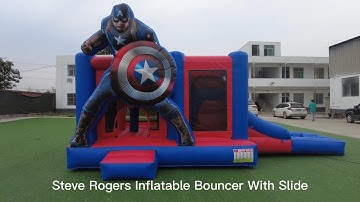 Steve Rogers Inflatable Bouncer With Slide #inflatables #trampoline #slide #bouncer #catle #jumping