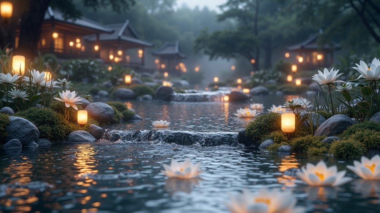 Zen Garden Water Sounds at Night | Relaxing Nature Sounds for Sleep and ...