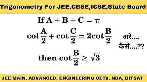 In triangle ABC,if cotA/2 +cotC/2 = 2cotB/2 then show that cotB/2 is greater than or equal to sqrt 3