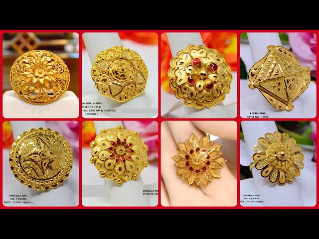 22k gold jodha ring designs || umbrella ring best collection - YouTube