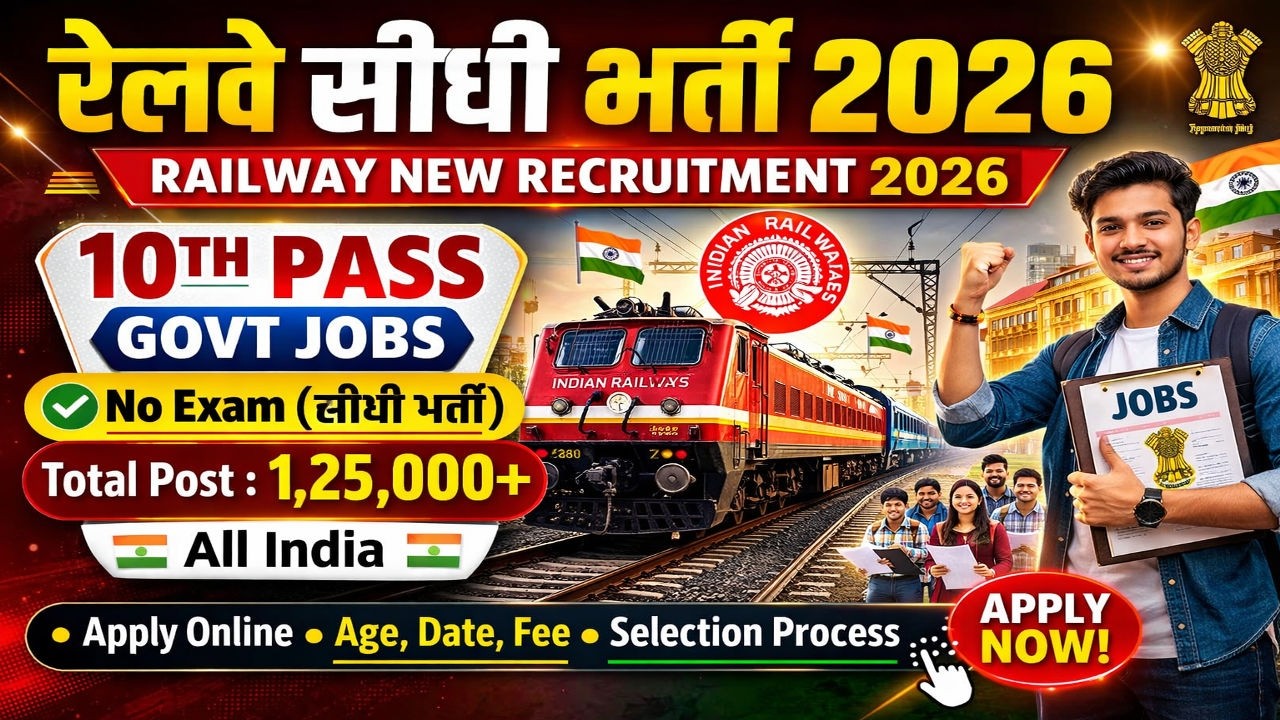 रेलवे सीधी भर्ती 2026 | Railway New Recruitment 2026 | 10th Pass Govt Jobs 2026 | Latest Govt Jobs