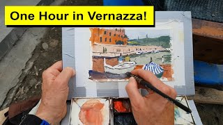Fast &amp; Loose Plein Air Watercolor - Boats of Vernazza Harbor