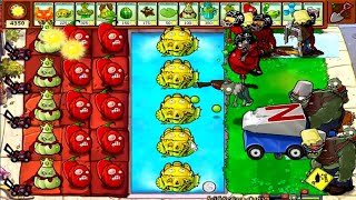 Pvz King-Squash + Wall-nut_Jalapeno + Gloom-shroom_Kernel-pult Ice-Trucks_Gargantuar Zombies