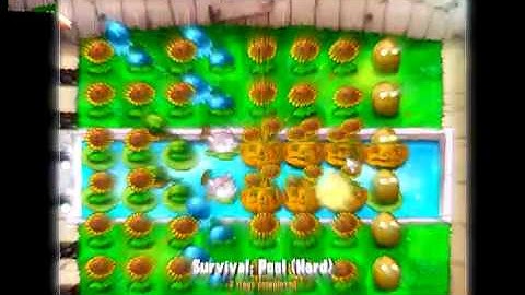 Plants vs. Zombies Survival Endless 8 cob without gloom shroom setup
