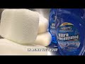 New white sponges covered in oxy blue detergent no water  asmr sponge squeezing