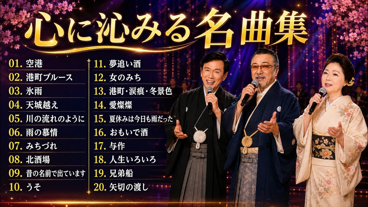 昭和演歌ベスト20｜涙あふれる懐かしの名曲メドレー｜空港・氷雨・天城