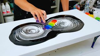 Amazing Effects! Black and White Swirl with a Rainbow Color Swipe! ~ Flow Art ~ Liquid Painting