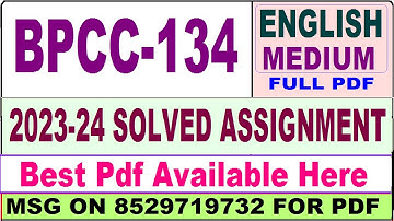 bpcc 134 solved assignment 2023-24 || bpcc 134 solved assignment 2024 in English || bpcc 134 english
