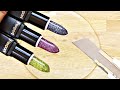 Slime Coloring with Makeup! Mixing 3 Glitter Lipsticks into Slime! Satisfying Lipstick Cutting #2