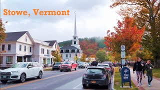 Beautiful American Village in Vermont Autumn time - STOWE Vermont USA Travel vlog 4K