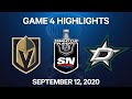 NHL Highlights | 3rd Round, Game 4: Golden Knights vs. Stars – Sep. 12, 2020