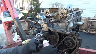 2007 Audi q7 3.6l vr6 engine removal rebuild head gasket timing chain pistons replacement part 11