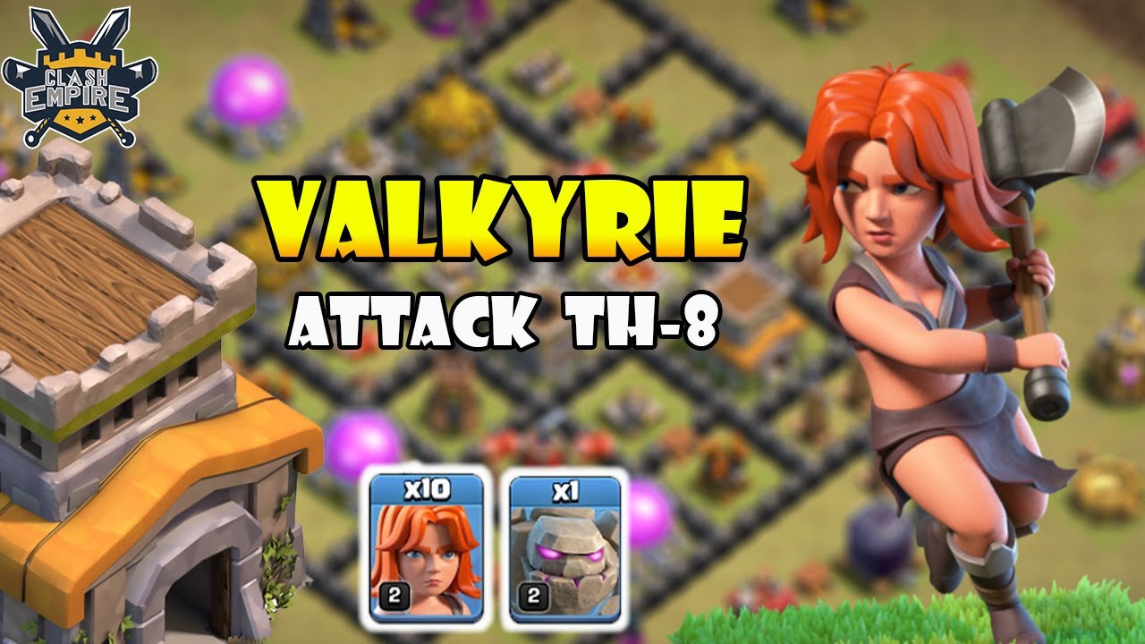 CONQUER TOWN HALL 8 WITH VALKYRIE! Th8 Valkyrie Attack | Th8 War Attack ...