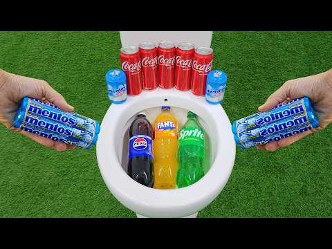 Cola Mentos Experiments !! Big Fanta, Pepsi, Sprite VS Cola, Cola, Coca Cola and Mentos in toilet
