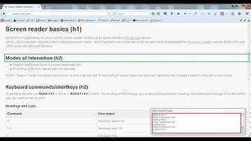 Navigation of content on Virtual/Browse mode of NVDA