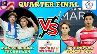 (QF)🇲🇾Man Wei Chong-Tee Kai Wun 🆚️ (TPE)Lu Ching Yao-Yang Po Han🔥‼️#indonesiaopen2024